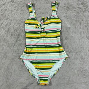 Aerie One Piece Swimsuit Size S Full Coverage Lace Up Stripes Summer Resort